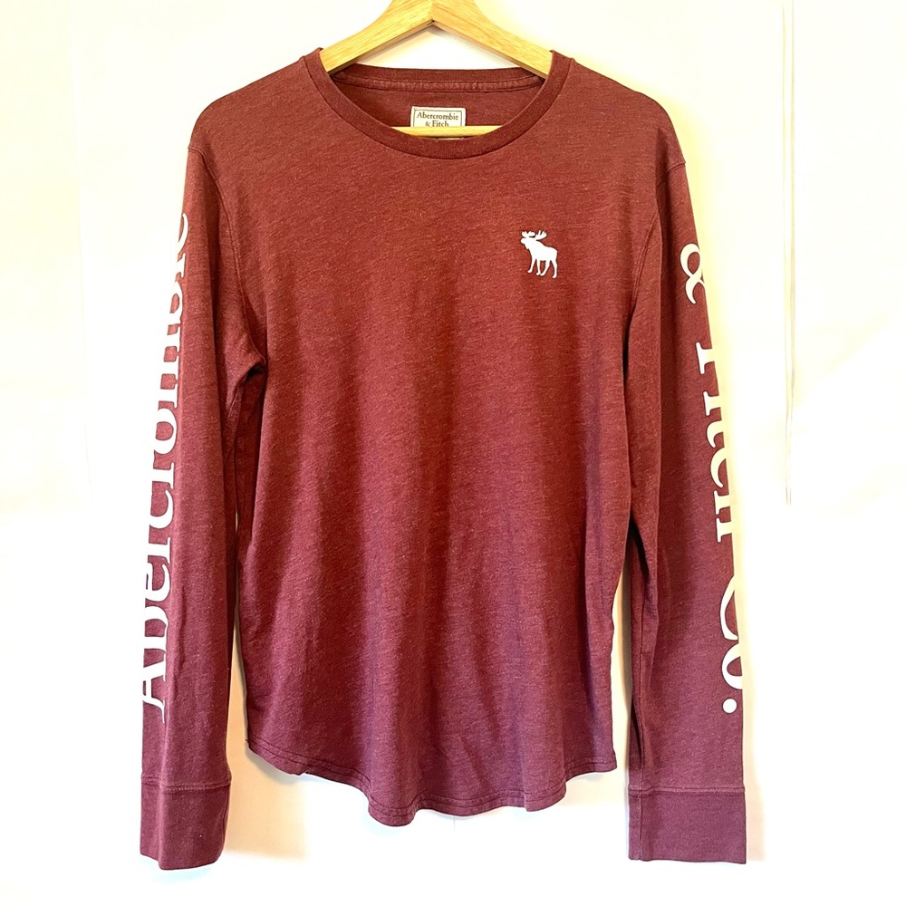 Abercrombie & Fitch Logo Long-sleeve Woman's Shirt | Burgundy - Picture 2 of 10